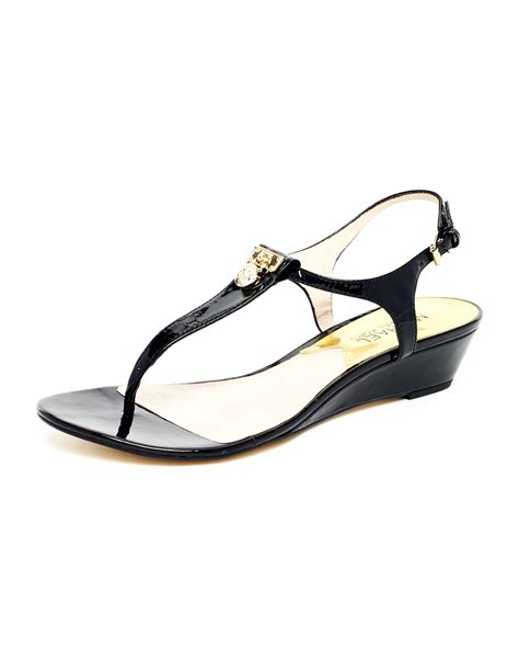 michael by michael kors patent leather thong wedge sandal